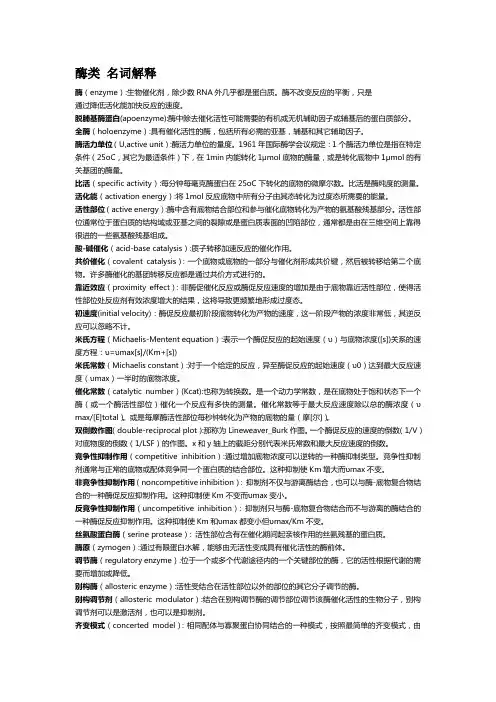 酶类 名词解释