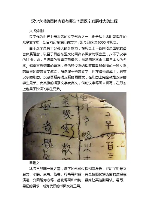 汉字六书的具体内容有哪些？是汉字发展壮大的过程