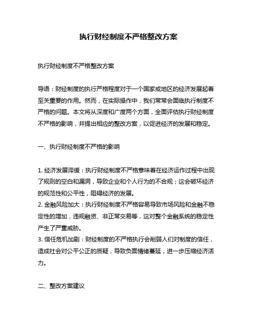 执行财经制度不严格整改方案