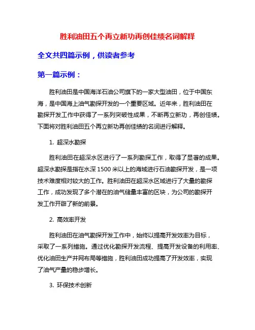 胜利油田五个再立新功再创佳绩名词解释