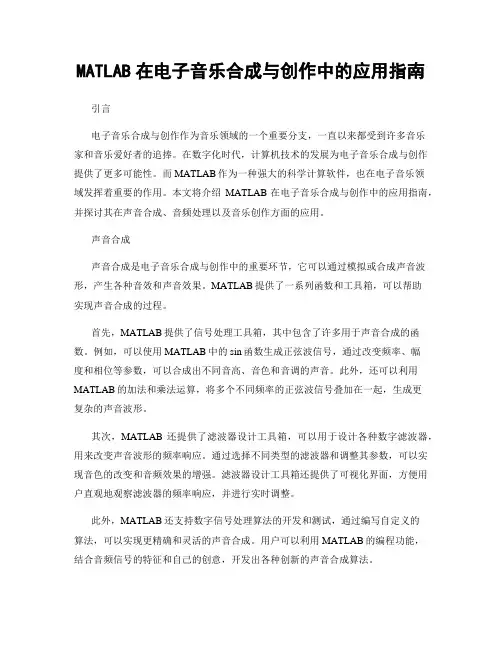 MATLAB在电子音乐合成与创作中的应用指南