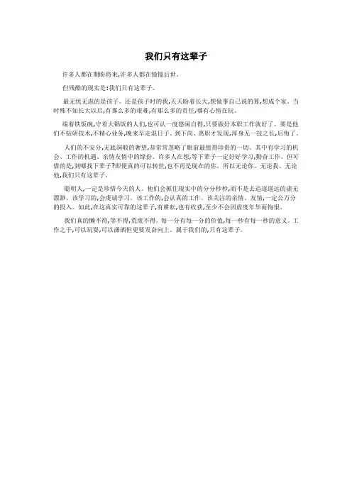 我们只有这辈子