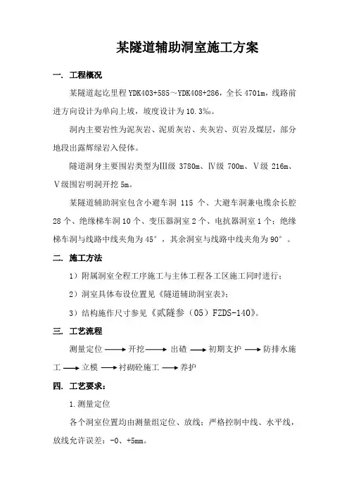 某隧道辅助洞室施工方案