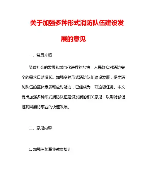 关于加强多种形式消防队伍建设发展的意见