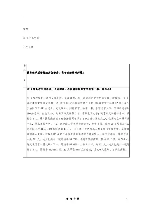 南京市29中2019年成绩单!