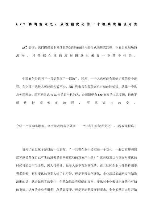 AMT咨询观点之从流程优化一个经典表格说开去