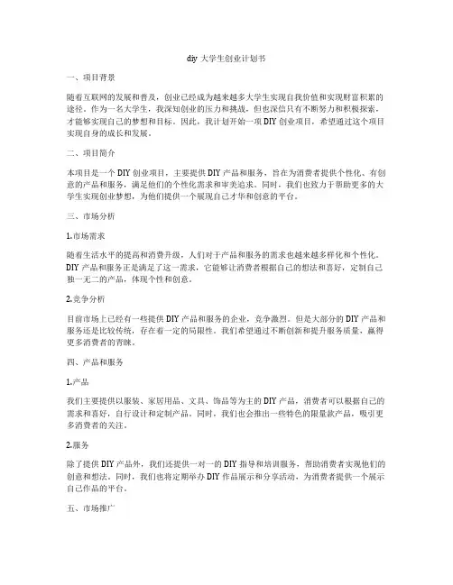 diy大学生创业计划书