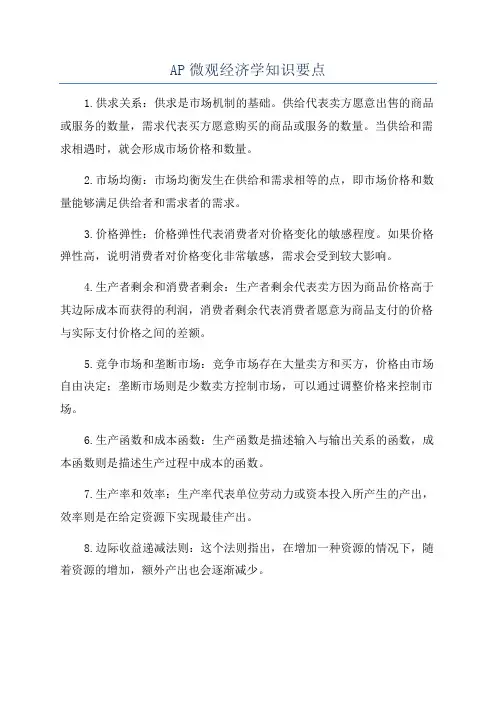 AP微观经济学知识要点