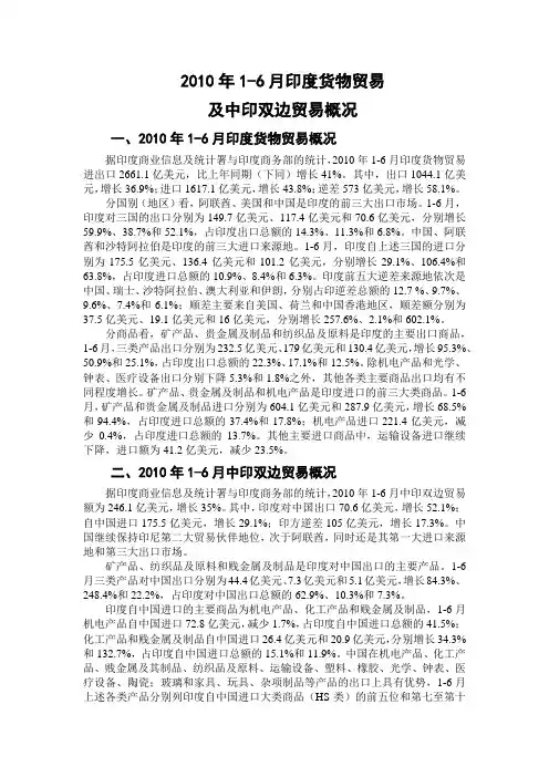 2010中印贸易数据