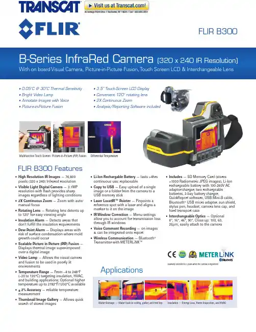 说明书：FLIR B300 B 系列红外摄像机（320x240 IR 分辨率）,带有机载可见光摄像头