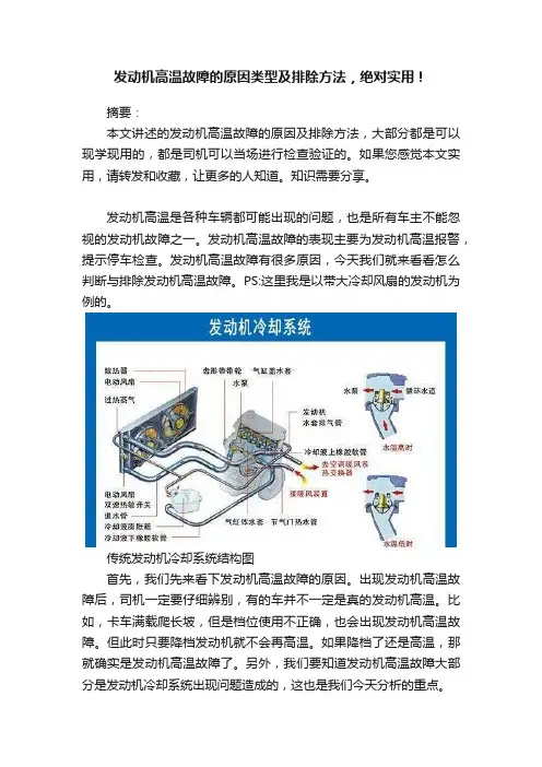 发动机高温故障的原因类型及排除方法，绝对实用！