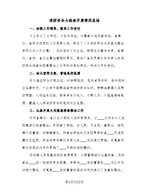 消防安全大检查开展情况总结(7篇)