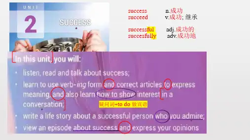 师大选择性必修Unit2 Success Lesson1 课文讲解课件