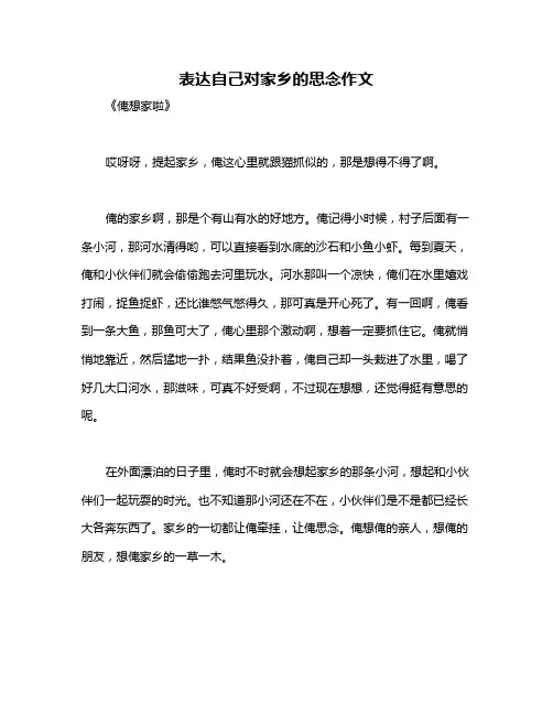 表达自己对家乡的思念作文