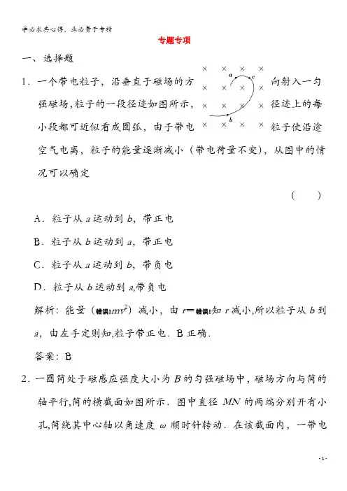 2020高中物理 第章 磁场对电流和运动电荷的作用 专题专项训练(含解析)鲁科版-1