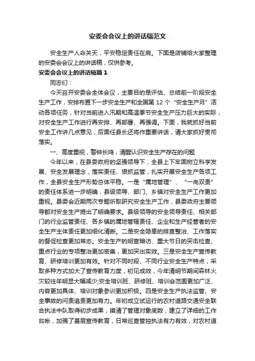 安委会会议上的讲话稿范文