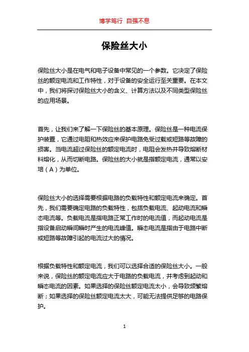 保险丝大小