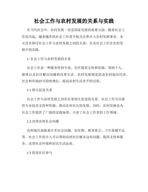 社会工作与农村发展的关系与实践