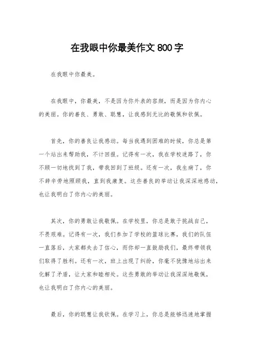 在我眼中你最美作文800字