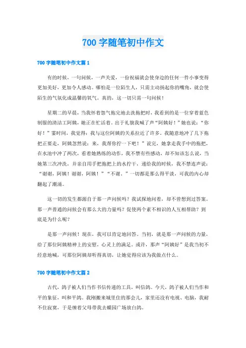 700字随笔初中作文