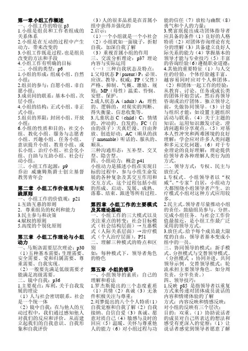 方便打印复习的小组工作重点完整简略精整版