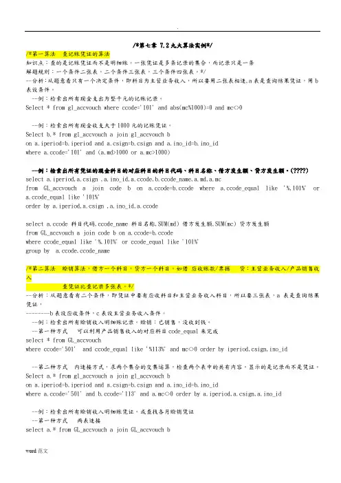 会计数据审计分析九大算法实例(最新整理)