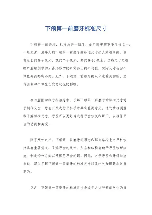 下颌第一前磨牙标准尺寸