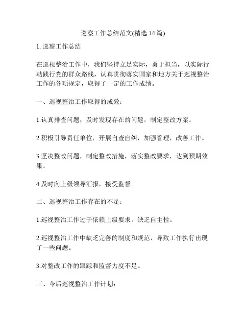 巡察工作总结范文(精选14篇)