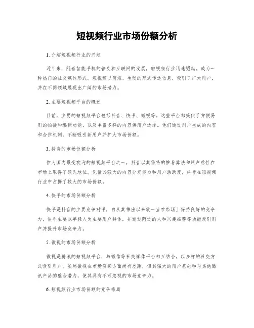 短视频行业市场份额分析