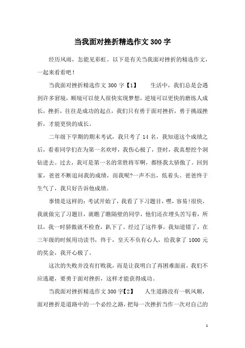 当我面对挫折精选作文300字