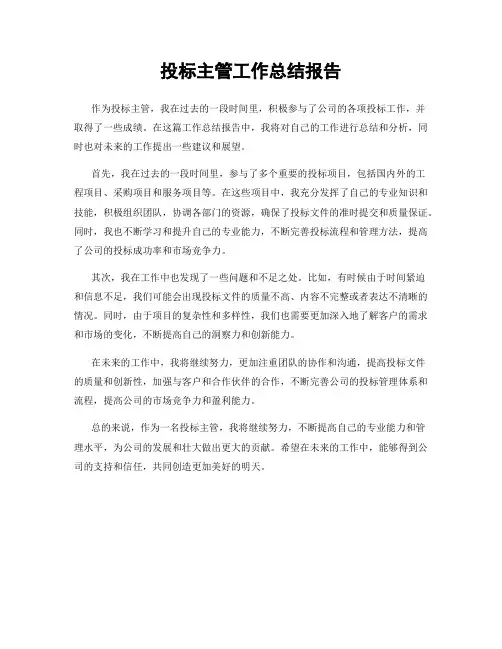 投标主管工作总结报告