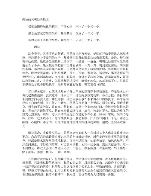 孤独的灵魂经典散文