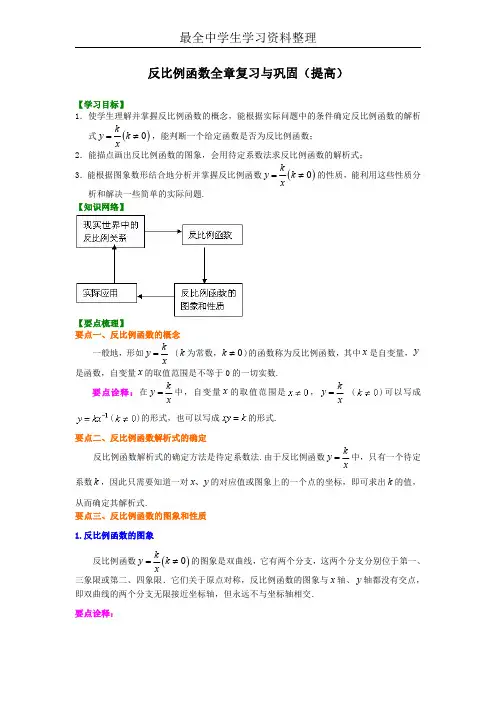 反比例函数全章复习与巩固(提高)知识讲解