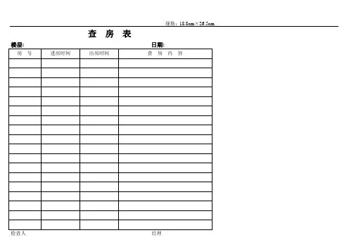 酒店各类客务部表格