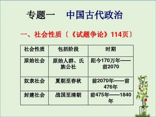 中国古代史专题复习剖析
