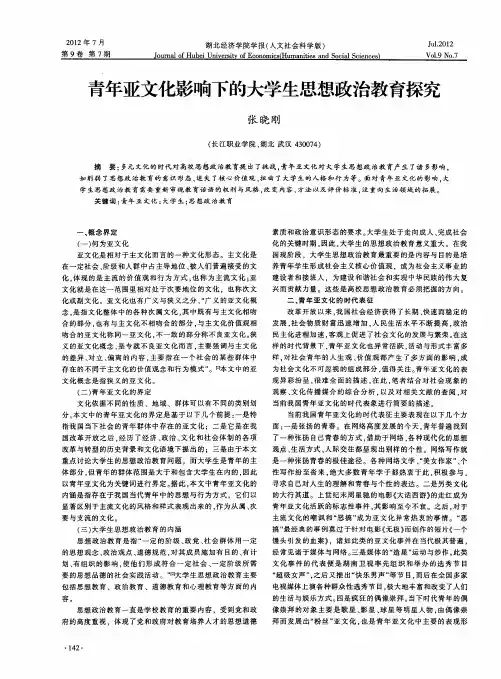 青年亚文化影响下的大学生思想政治教育探究