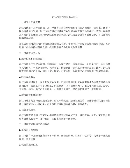 湛江可行性研究报告范文