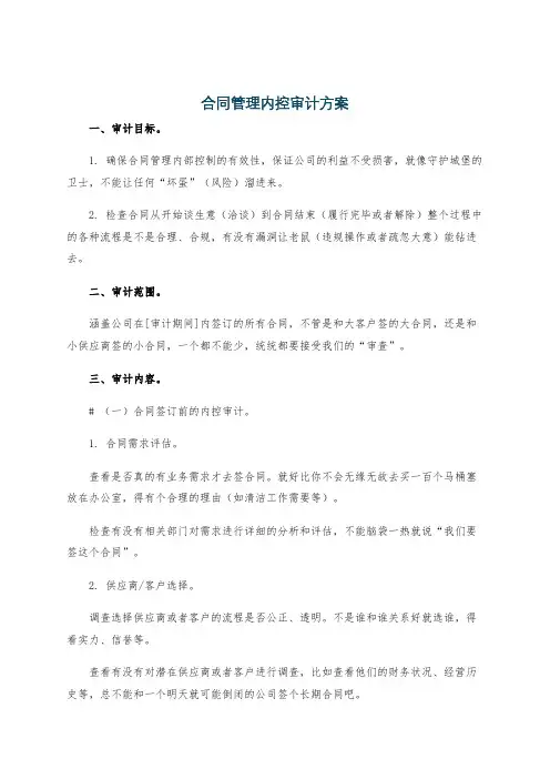 合同管理内控审计方案