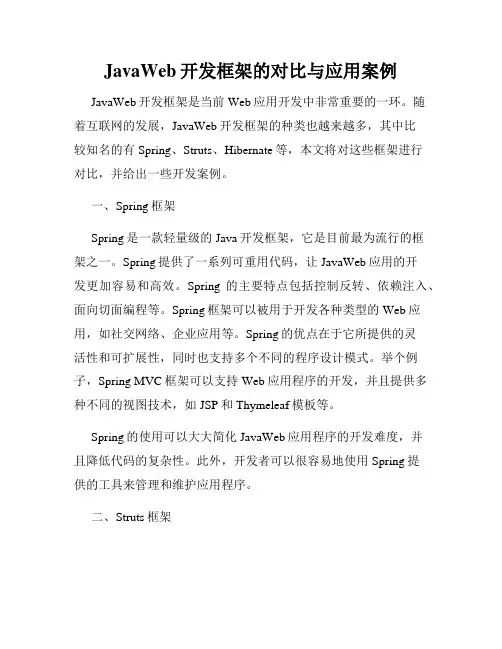 JavaWeb开发框架的对比与应用案例
