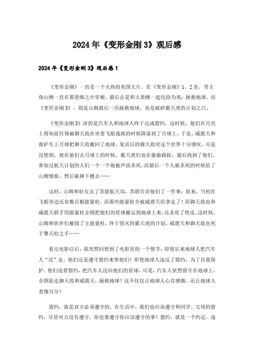 2024年《变形金刚3》观后感_2