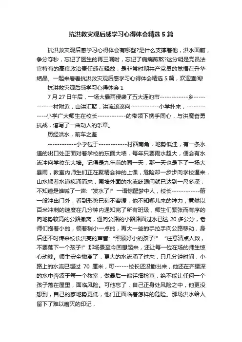 抗洪救灾观后感学习心得体会精选5篇