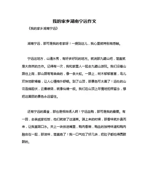 我的家乡湖南宁远作文