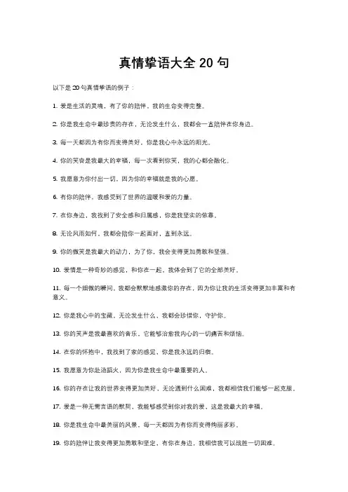真情挚语大全20句