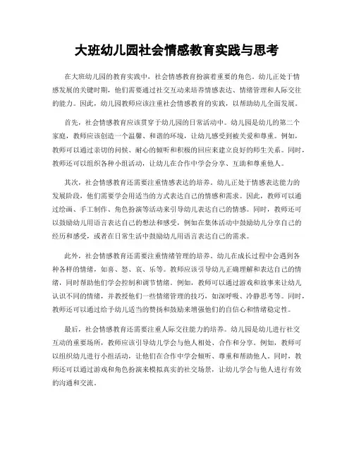 大班幼儿园社会情感教育实践与思考