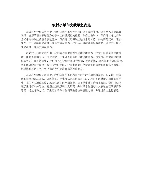 农村小学作文教学之我见