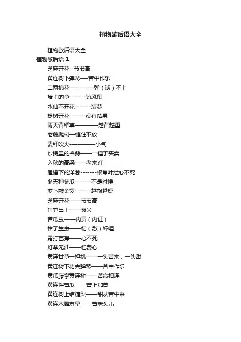 植物歇后语大全