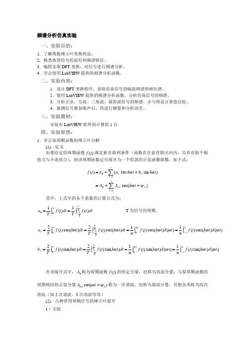 方,矩,三角,锯齿波频谱分析实验