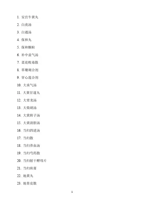 中医临床常用方剂100方