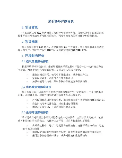 采石场环评报告表