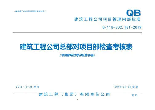 建筑公司对项目部管理检查考核表(月度-绩效考核手册全套)